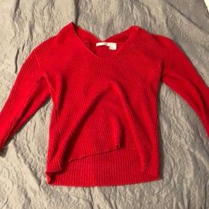Wide neck red slim fit sweater